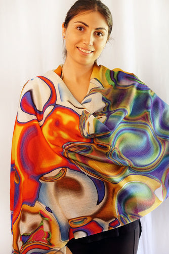 Merino Wool Scarf - Bright Abstracts  WBAB